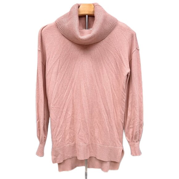 Loft Soft Knit Ribbed Turtleneck Sweater Dusty Pink Top Fall Winter Cozy Small - Picture 1 of 8